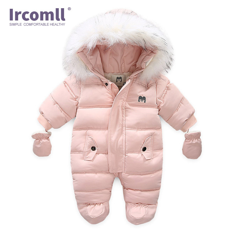 

Ircomll Thick Warm Infant Baby Jumpsuit Hooded Inside Fleece Boy Girl Winter Autumn Overalls Children Outerwear Kids Snowsuit T200325, Blue