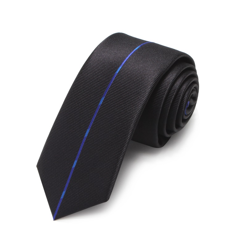 

2020 Brand New Fashion High Quality Mens 5CM Slim Blue Stripe Black Necktie Business Formal Suit Neck Tie for Men with Gift Box
