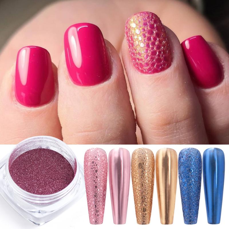 

1pcs Chrome Mirror Nail Powder Dust Gradient Bubble Nail Art Glitters Rose Gold Blue Soap Foam Manicure Polish Decoration JI1626