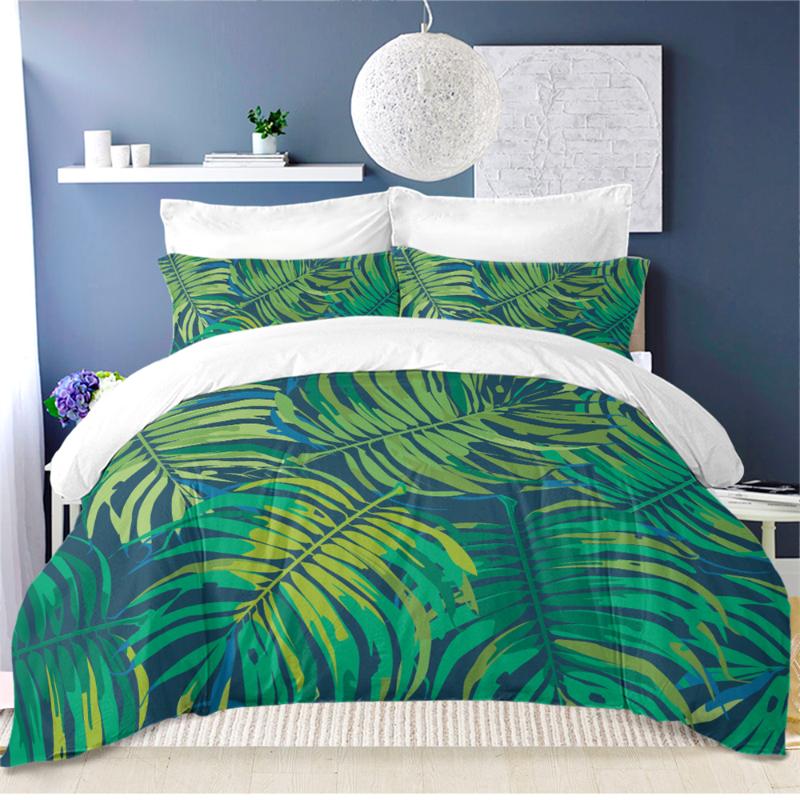 

Jungle Green Leaves Bedding Set Tropical Pattern Duvet Cover Set  Full Queen King Bedding Quilt Cover D40, S-as65