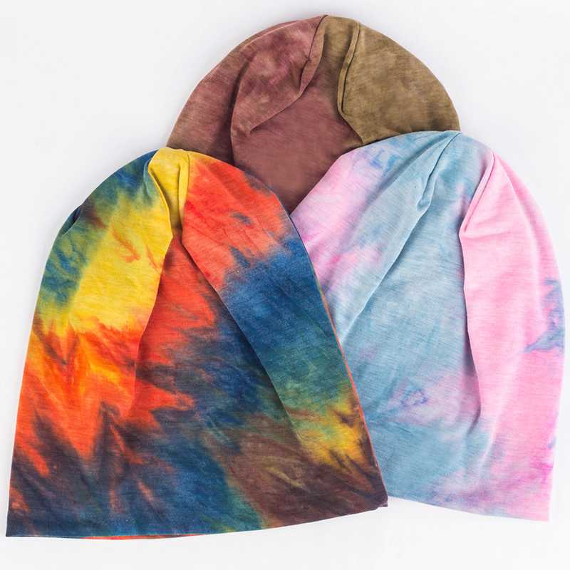 

Beanies High Quality Women Men Hat Tie Dye Style Colorful Warm Ladies Autumn Winter Skullies Fashion Hip-hop Stretchy Cap