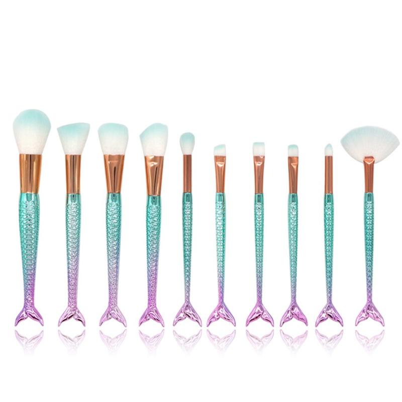 

Makeup Brush 10Pcs Mermaid Makeup Brush Fishtail Set Beauty Tool Full Set Of Beauty Tools Convenient