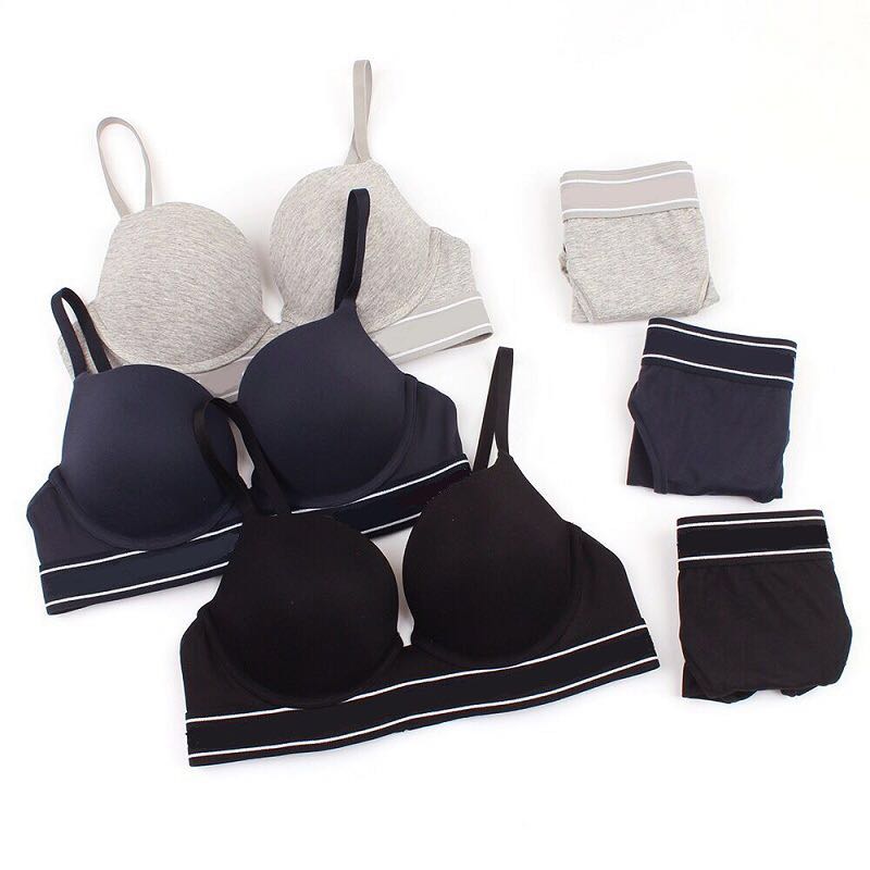 

New ladies bra set, push up bra, comfortable and sexy letter logo underwear set, ladies underwear panties, lingerie, Black