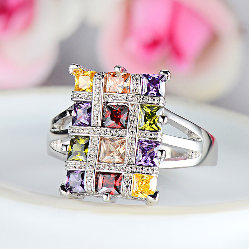 

Classical Wedding Rings for Women Anel Multicolor Mini Crystal Ring Cubic Zirconia Anillo Fashion Jewelry Anniversary Gift Ring
