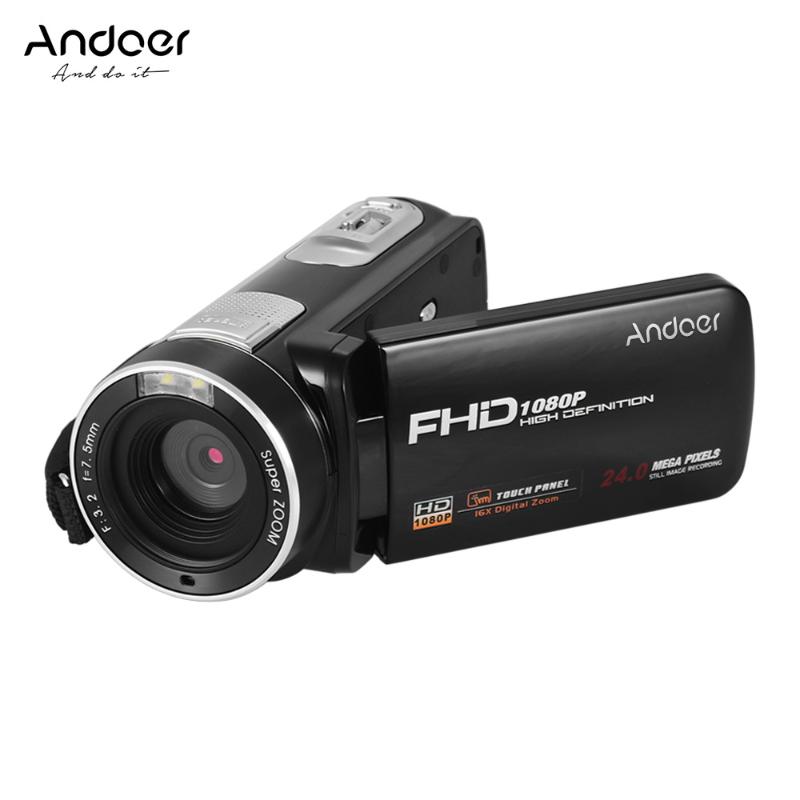 

Andoer Portable FHD 1080P Digital Video Camera Camcorder DV Recorder 24MP 16X Digital Zoom Supports Anti-shake Remote Control, As pic