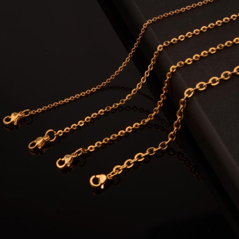 

1.5/2/2.4/3.2mm 5/10/20/50pcs Hot Sale Stainless Steel Gold Cross Chain Necklace Finding Pendant DIY Wholesale Jewelry 16-40inch