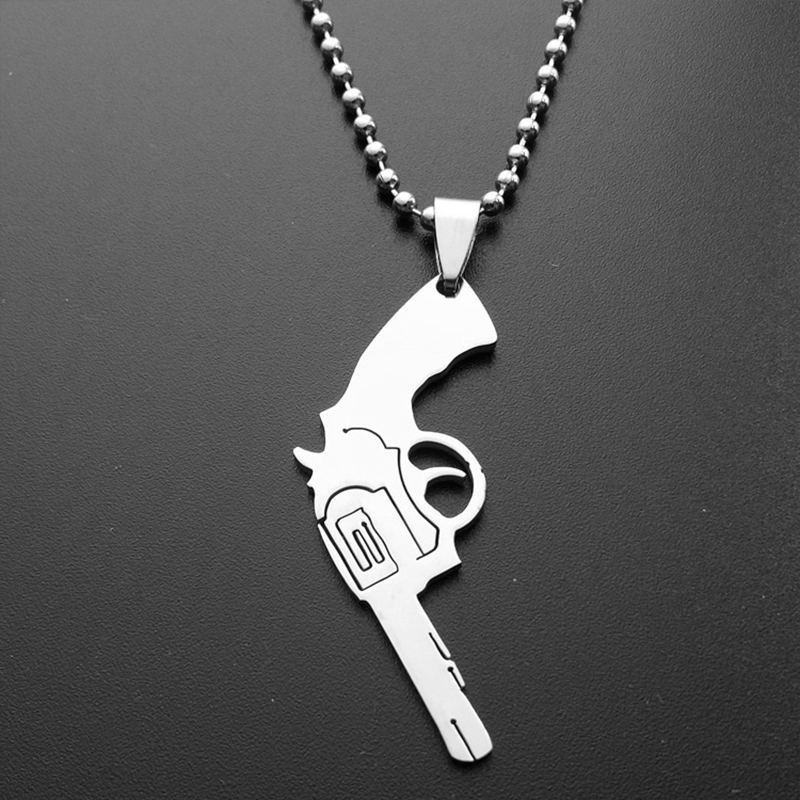 

beads necklaces men pendant jewelry on the neck couple necklaces pendants pistol pendants mens stainless steel fashion necklace