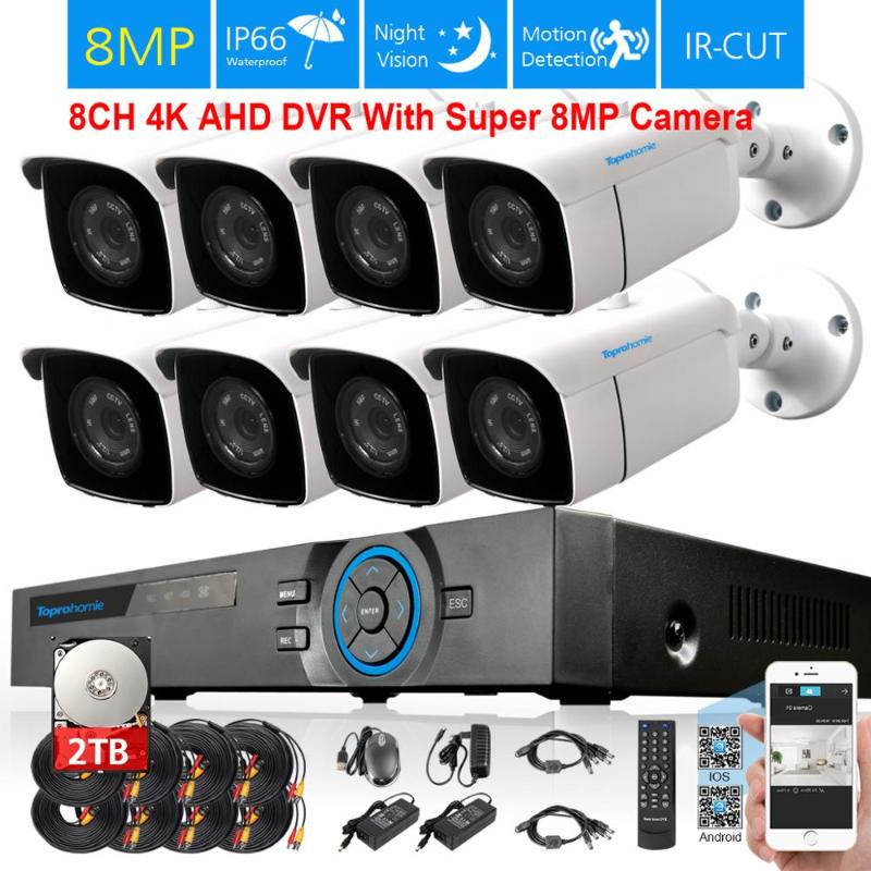 

TOPROHOIME h.265+ 8CH 4K Ultra HD 8MP Security Camera kit 1/3 SONY waterproof night vision Camera cctv video surveillance system
