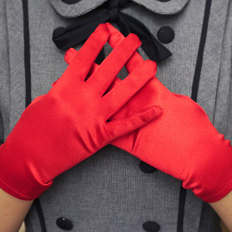 

1 Pair Black White Red Mittens Fashion Popular Lady Girl Short Gloves Prom Evening Party Costume Dance Wrist Gloves