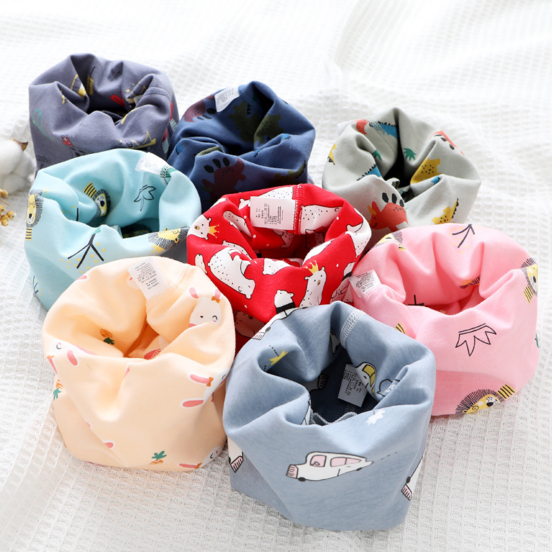 

baby scarf autumn and winter new pure cotton edging scarf boy and girl cartoon hedging children's collar warm