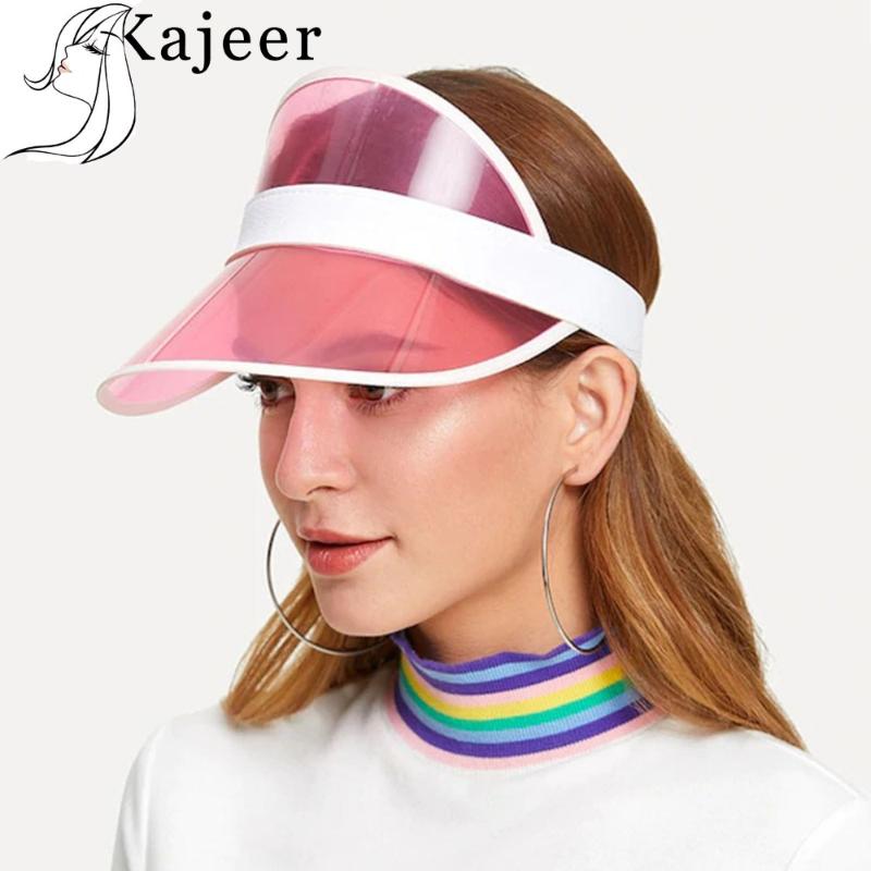 

Kajeer New Summer Unisex Women Men Sun Hat Candy Color Transparent Empty Top Plastic PVC Sunshade Hat Visor Caps Bicycle Sun, Yellow