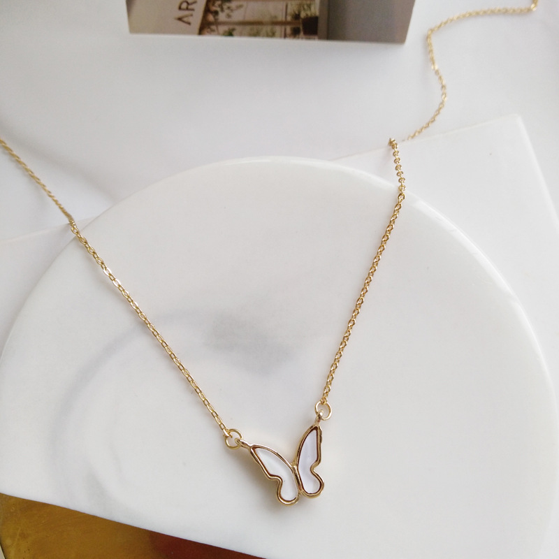 

Fashion kpop vintage shell dainty butterfly necklace woman pendant gargantilla jewelry women accessories best friend necklace