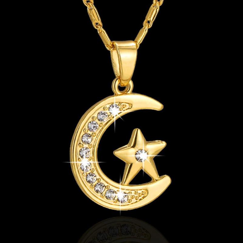 

Women Fashionable All Match Moon Star Pendant Chain Necklace Jewelry Accessories