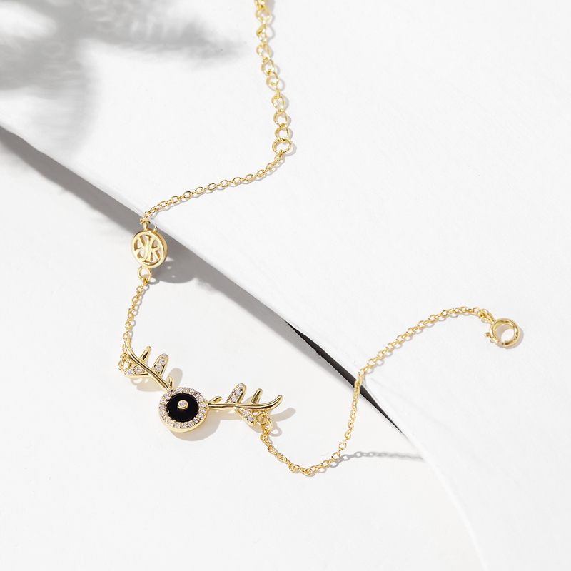 

Womens Fashion Jewelry Shadow Yiner Accessories 2020 Spring New Model Fashion Beaded Antler Shape 925 Silver Bracelet Female