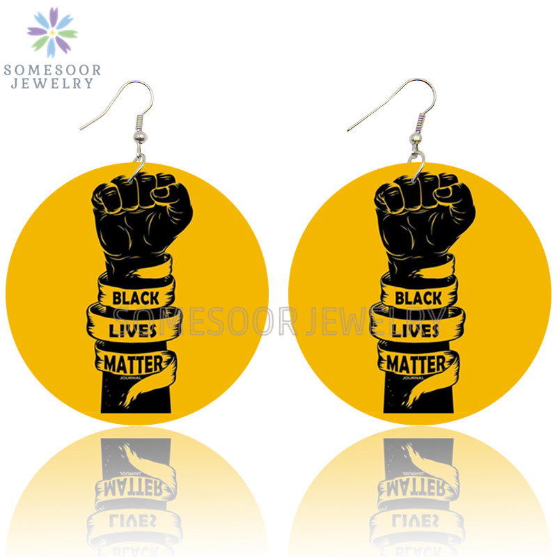 

Autogood Dangle & Chandelier SOMESOOR Black Live Matters Resists Design Wooden Drop Earrings Powerful Fist Strong Sayings Printed Dope Loops