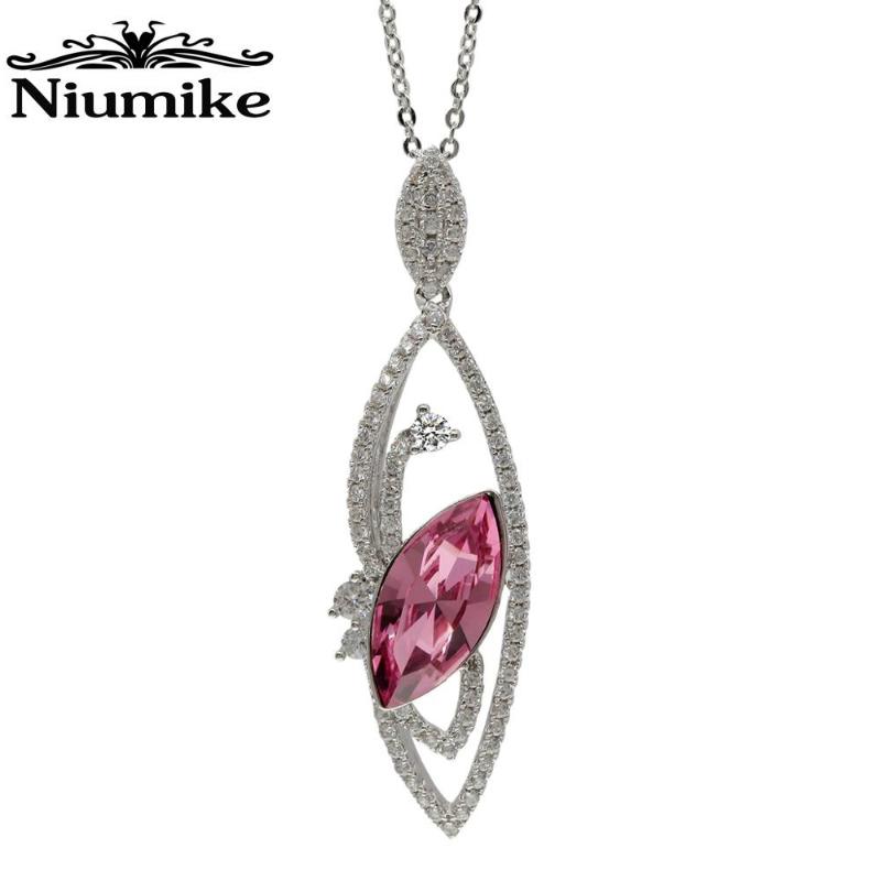 

Niumike Jewelry Necklace Women Zinc Alloy Silver Color Evil Eyes Necklace Embellished with crystals from