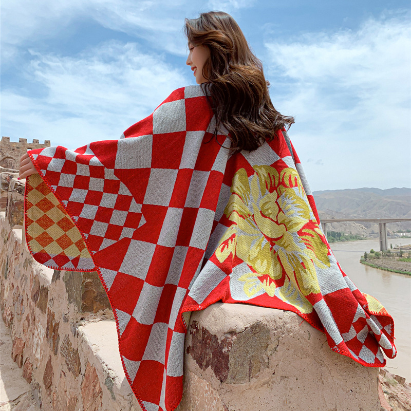 

Scarves Outdoor Big Shawl Dual-Use Women's Autumn And Winter Thick Warm Cloak Women