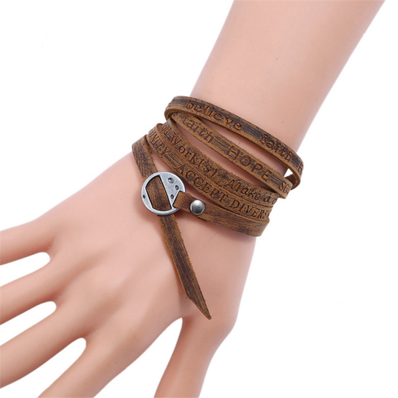 

Hot Sale Trendy Genuine Leather Wrap Bracelets Vintage Multi-layer Leather Wristband Bracelet Jewelry For Men Women Gifts