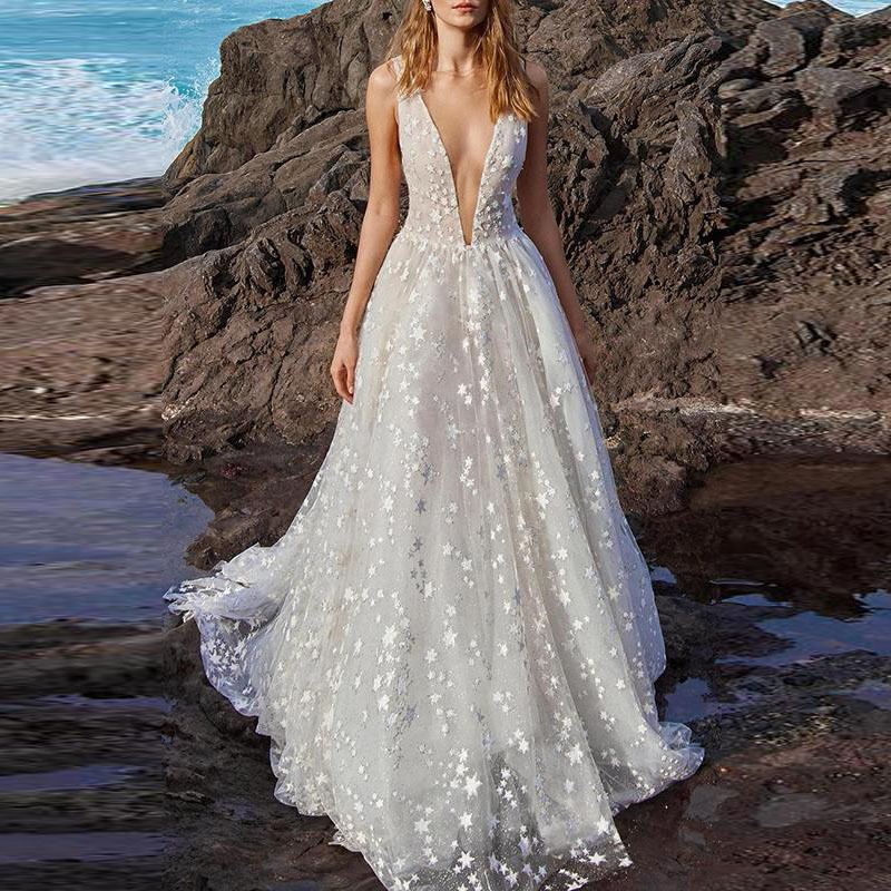 

Solid Office Lady Vintage Dress Fashion V Neck Maxi Party Night Club Dresses Spaghetti Strap Vestidos Verano 2020, White