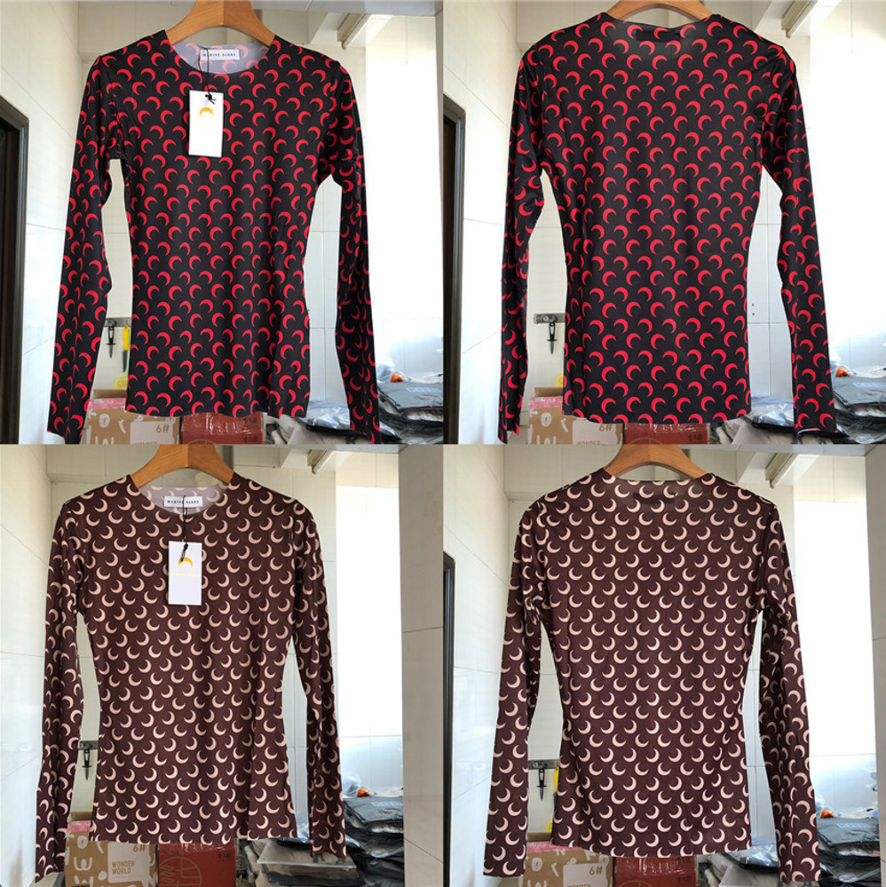 

2020SS Marine Serre Long Sleeve T-shirt Full Moon Men Women Soft elasticity Marine Serre T-shirts Inside Tag Moon Tops Tee y866, Tshirt white