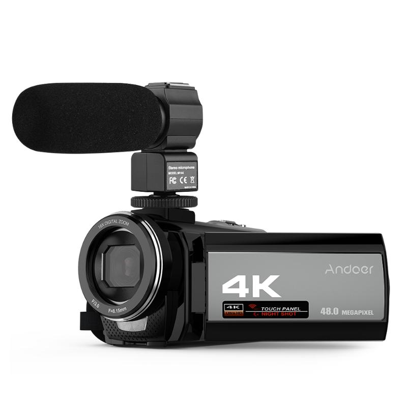 

Andoer 4K Digital Video Camera Camcorder Ultra HD 48MP WiFi 3.0" Touch Screen IR Infrared Night-shot 16X Zoom Video Camera, Option 1