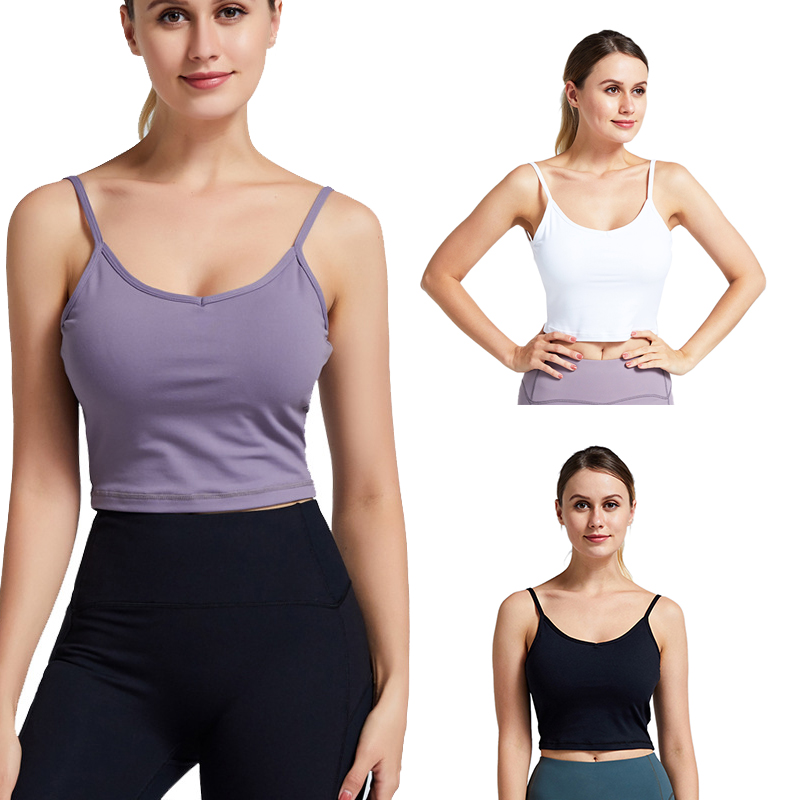

Women's Beautiful Back Sexy Sleeveless Sports Vest Yoga Gather Suspenders Underwear, White