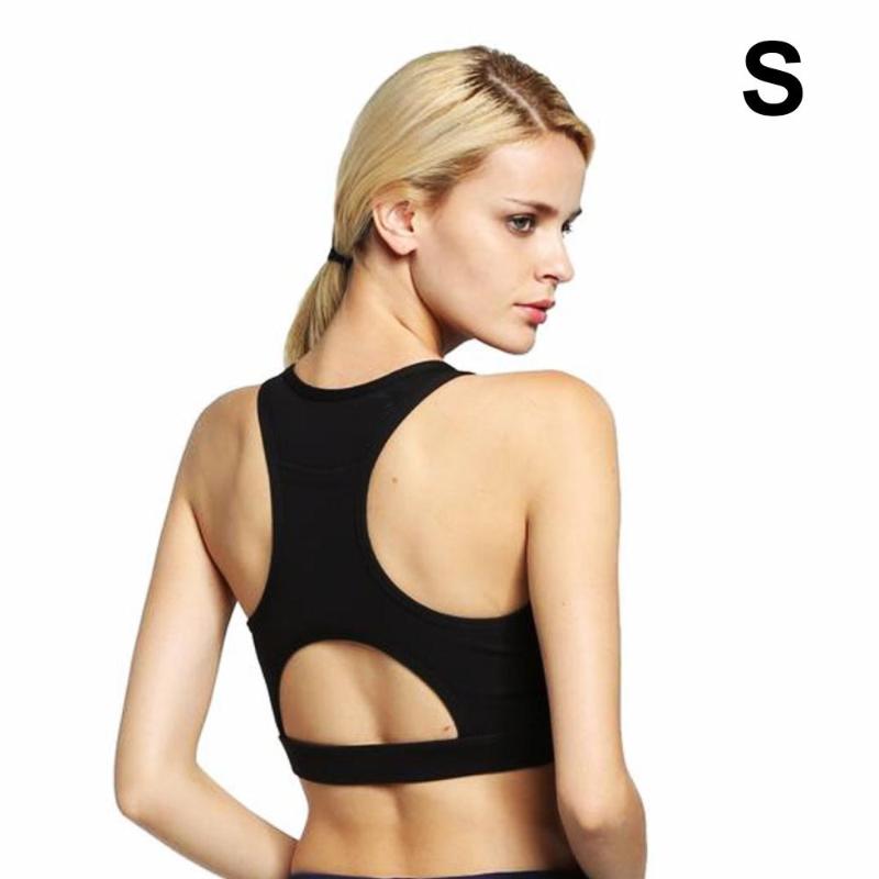 

Women Bandage Tennis Running Fitness Sportwear Sexy Yoga Bra Underwear Soft Shockproof with Back Phone Pocket Sport Bra, Black