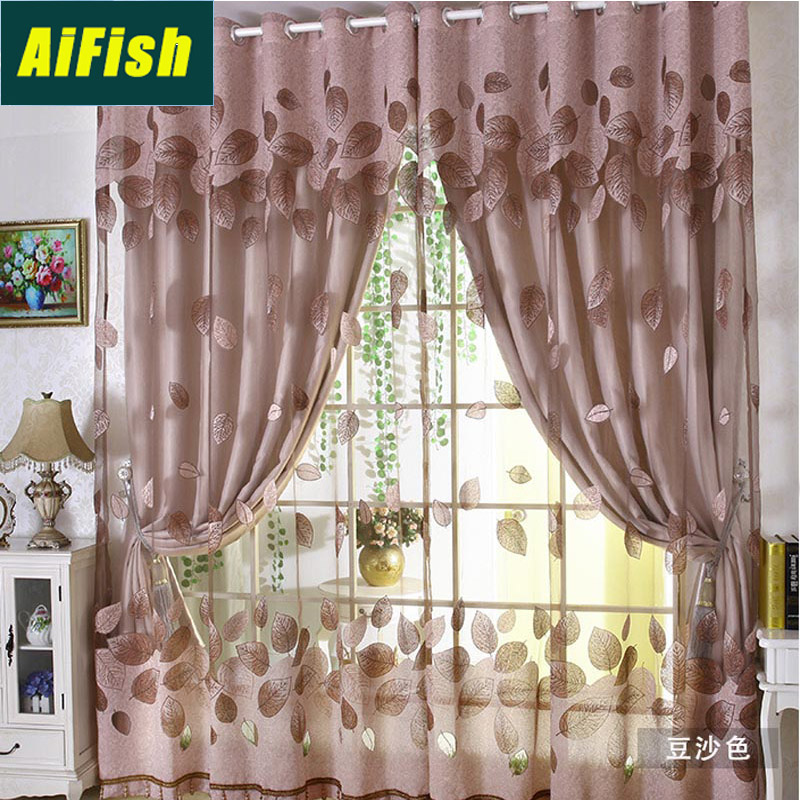 

Jacquard Curtain Living Room Balcony Dedicated European Design Deciduous Style Tulle Screens Living Room Bedroom Curtain WP347-4, White