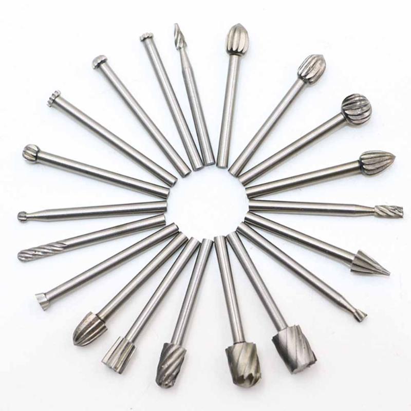 

ZJCOSTOL 20PS Wood Carving Engraving Drill Bit Set White Steel Milling Cutter High Speed Steel Grinding Head Dremel Accessories