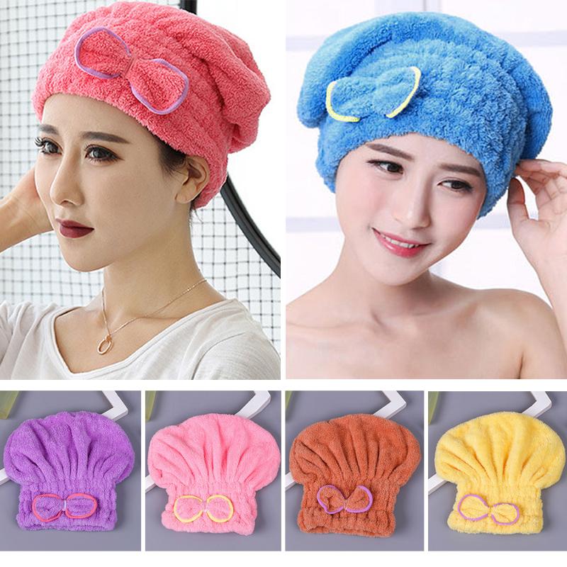 

Quick Hair Drying Bath Towel Hair Bath Spa Bowknot Wrap Towel Thicken Shower Hat Cap For Bathroom Accessories