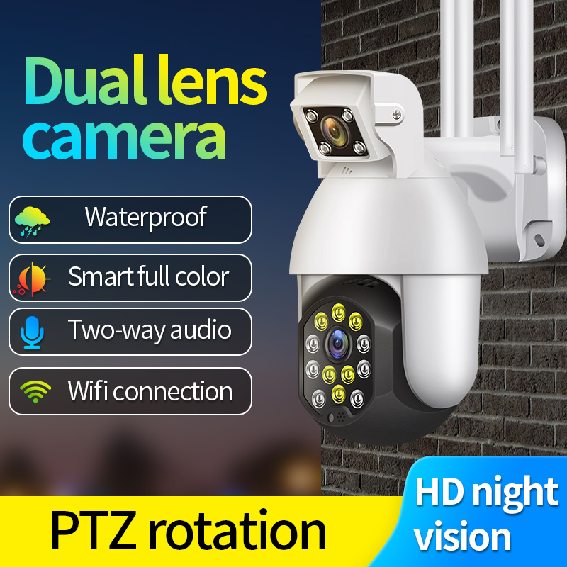

1080P Dual Lens Security WIFI IP CCTV Security Camera Wireless Outdoor Waterproof Home PTZ IR Cam WIFI Camera Motion Detection, As pic