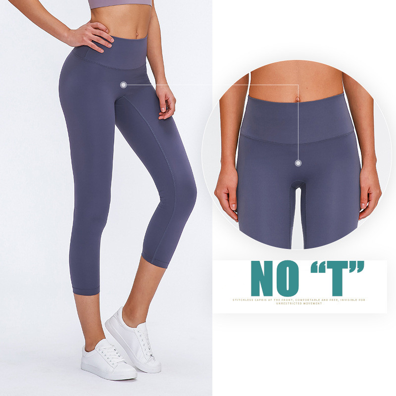 

Soft Tights Woman Sports Fitness Yoga Pants Workout Gym Leggings Sport Women Fitness Seamless Sport Leggings Capris 3/4 Pants, Black