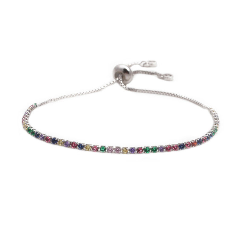 

New Trendy Small Fresh Colored Zircon Bracelet Female Box Chain Bracelet Accessories For Party Women Gifts 16-21 cm,1Piece