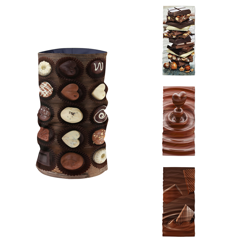 

New Chocolate Pattern Hijab Scarf 3D Printed Women Headscarf Creative Funny Design Man Neck Gaiter Hip Hop Tubular Mask Kerchief