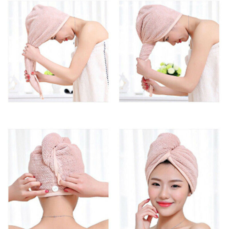 

Towel Faroot 2021 Women Bathroom Super Absorbent Quick-drying Thicker Microfiber Bath Hair Dry Cap Salon, White