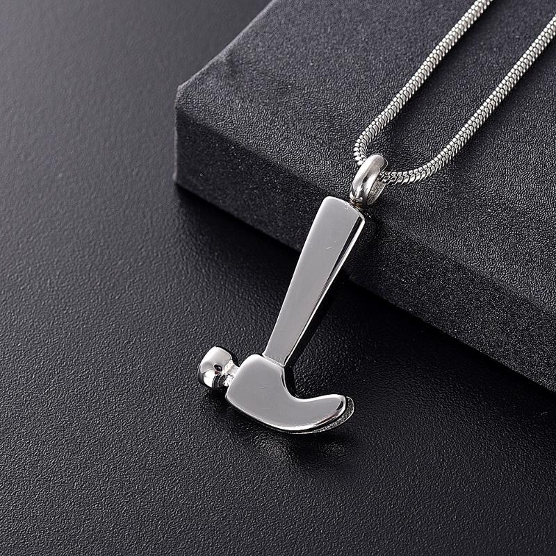 

High Polished Hammer Tool Cremation Jewelry Memorial Ashes Holder Pendant Stainless Steel Keepsake Urn Necklace