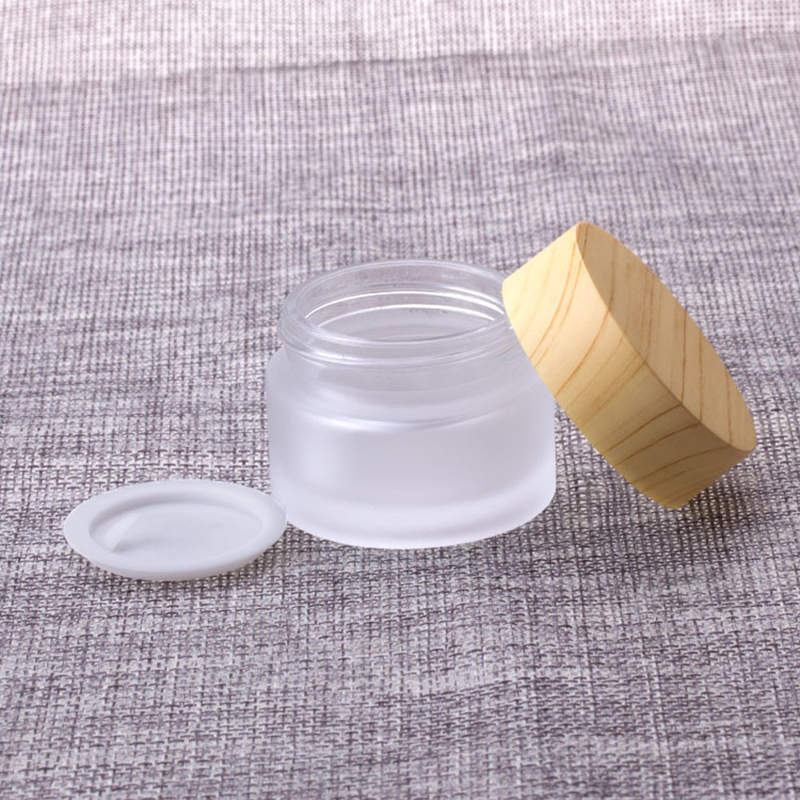 

5g 10g 15g 30g 50g Glass Jars For Cosmetics Frosted Empty Jar Pots Cosmetic Makeup Face Cream Containers With Plastic Bamboo Cap