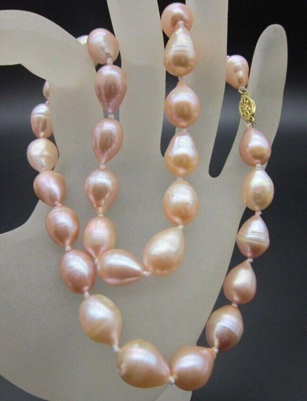 

Perfect 11-13mm Akota Pink Pearl 14k Gold Necklace 18
