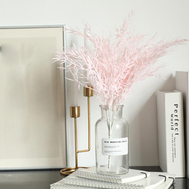 

41cm Simulation Flower Dense Fog Bamboo Leaf Grass Parts Home Furnishing Decoration Hand Bridal Bouquet Botany Wall Flowers, Rose red
