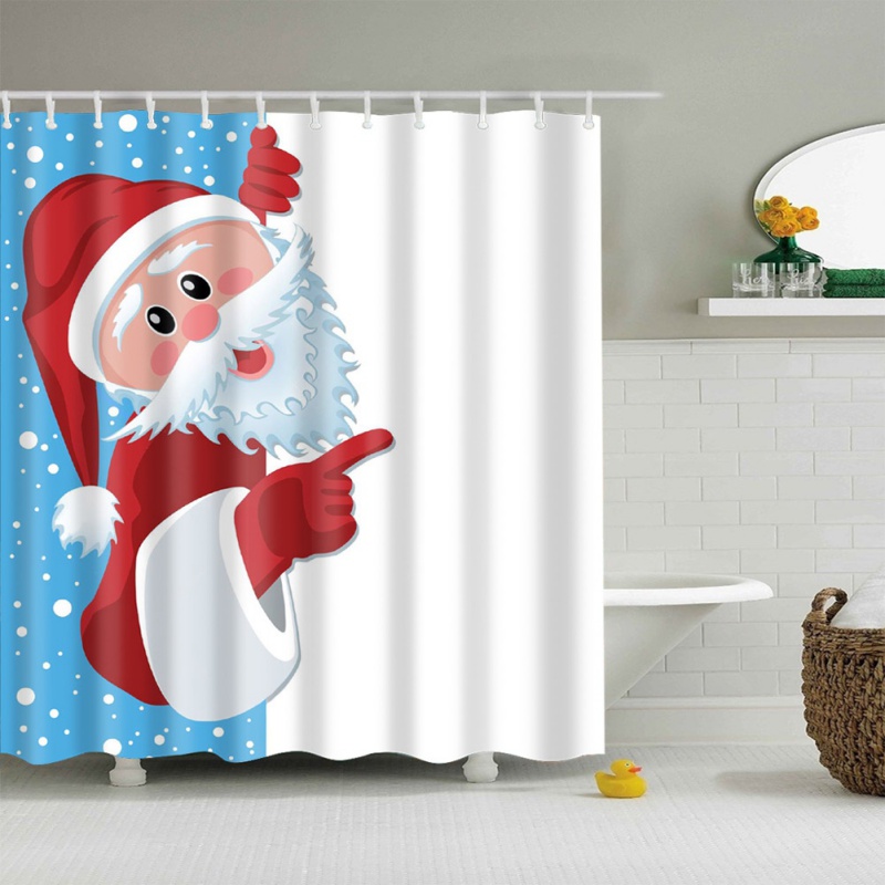 

Funny Festival Style Winter Holiday Merry Christmas Happy Shower Curtain New Waterproof Polyester Fabric Bath Curtain