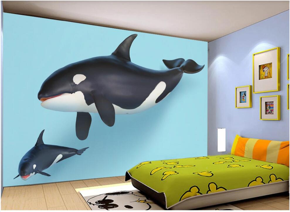 

3d wallpaper custom photo mural on the wall Cartoon sea animal whale children room Home decor 3d wall murals wallpaper for walls 3 d, Non-woven wallpaper