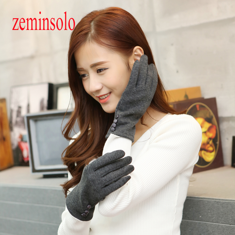 

1 Pair Fashion Button Female Gloves For Touch Screens Winter Warm Wrist Women Gloves Mittens Leather Wool Female Long