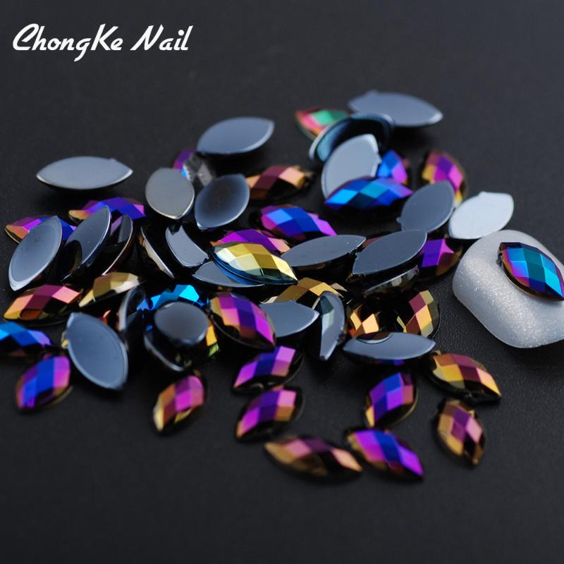 

New Fashion 4x8mm 200pc Black AB 3D Horse Eyes Gem Glitters Acrylic Rhinestones DIY Nail Art Tips Decoration Manicure