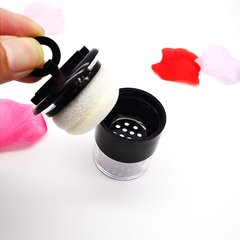 

Empty loose Jars with Sifter Mesh, puff,Eye shadow jar Black Cap,Cosmetic Packing container