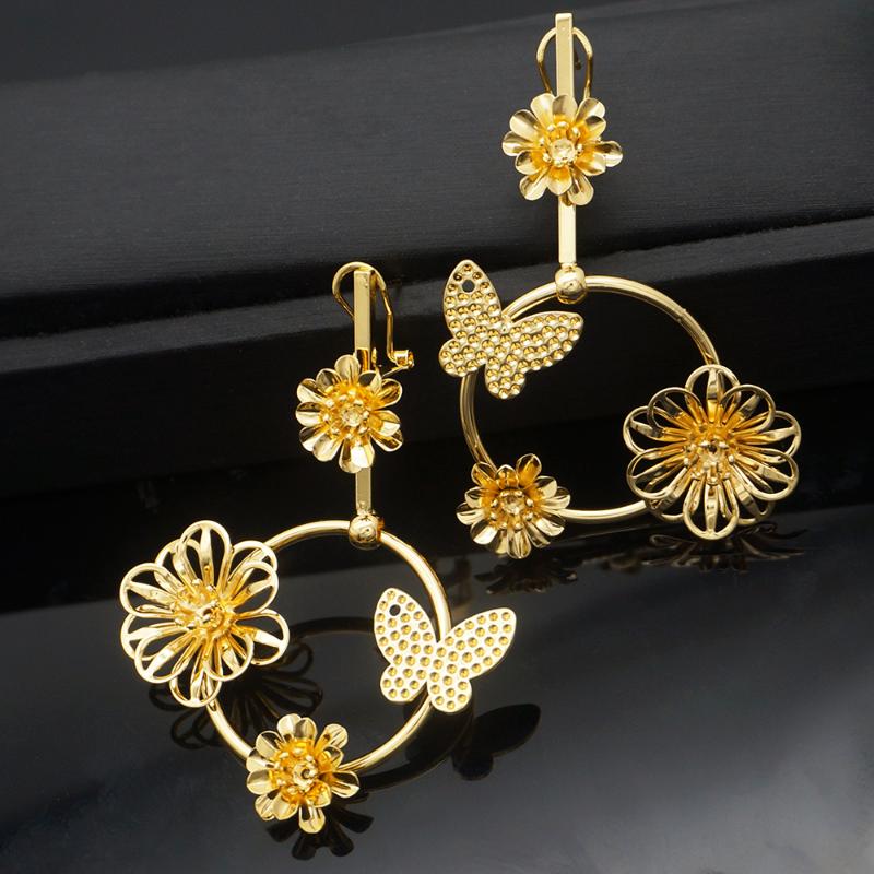 

Korean Statement flowers butterfly Drop Earrings for Women 2020 Fashion Jewelry Vintage Geometric Gold sliver Asymmetric Earring