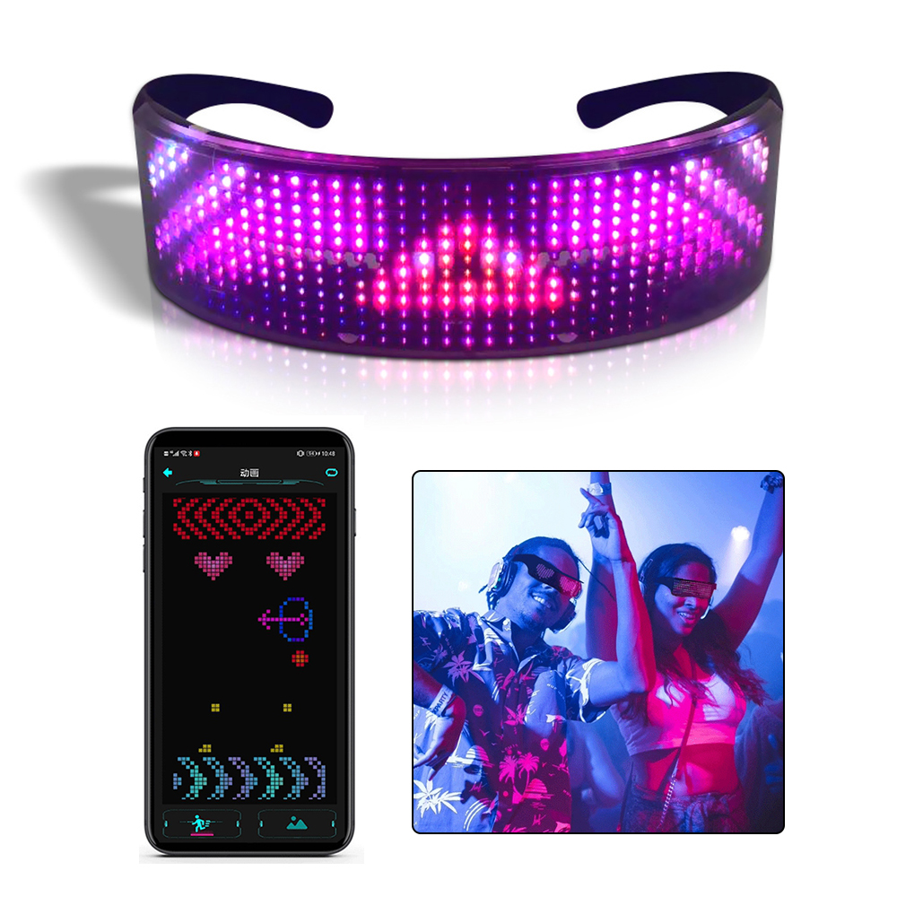 Bluetooth App Programmeable Flash Eyeglasses Frame Cornice colorata occhiali luminosi LED Sunglasses APP EyeGlasses per Festa Festival Bar Night club