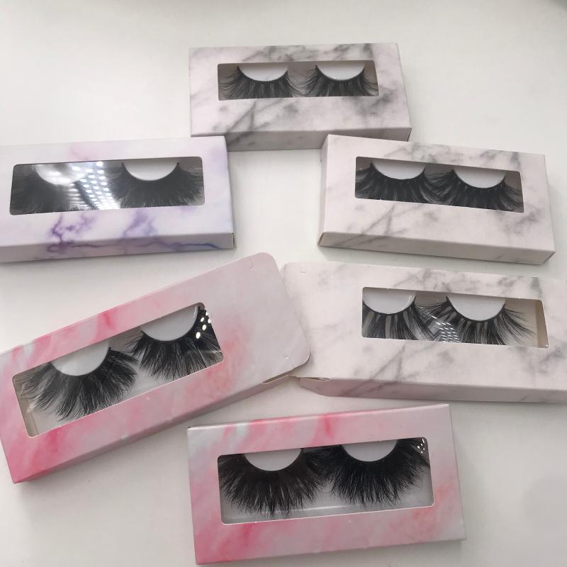 

6 Pairs/Lot Mink 5D Lashes Natural Regular Eyelashes Custom Marble Paper Boxes