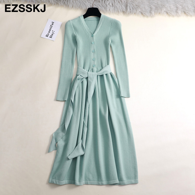 v neck maxi sweater dress