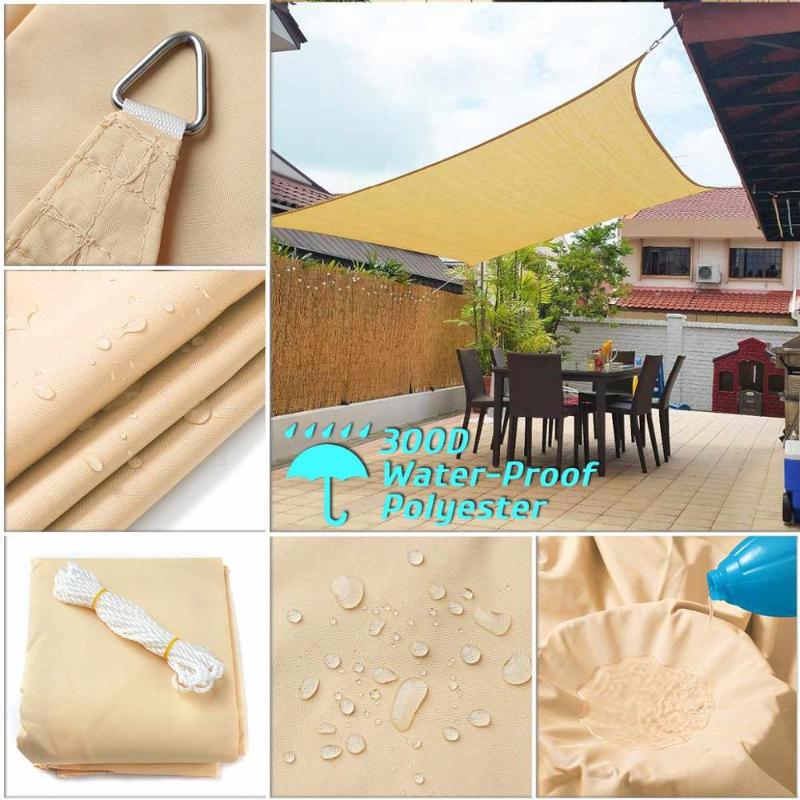 

300D Waterproof Sun Shade Polyester Square Rectangle Shade Sail Garden Shelter Canopy Swimming Camping Hiking Yard Sail Awning, 24pcs accessories