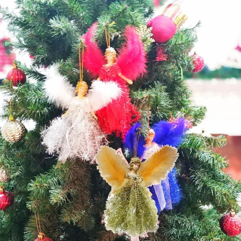 

Christmas Feather Angel Doll Hanging Xmas Tree Pendants Ornaments Home Decor sw ye